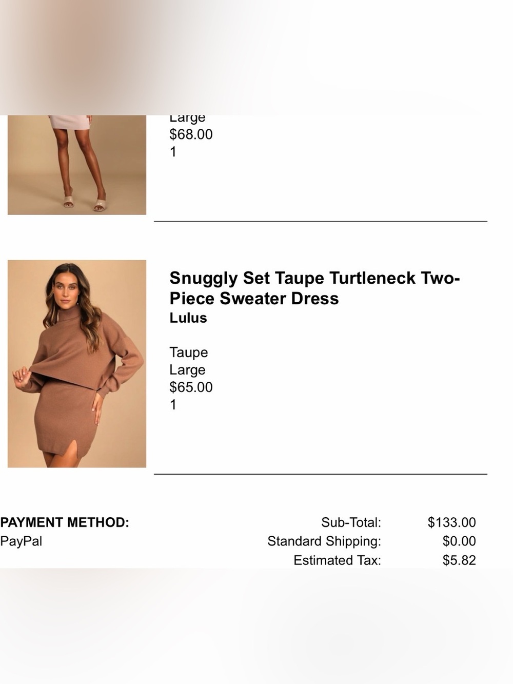 Lulu's Taupe Turtleneck Two-Piece Sweater Dress